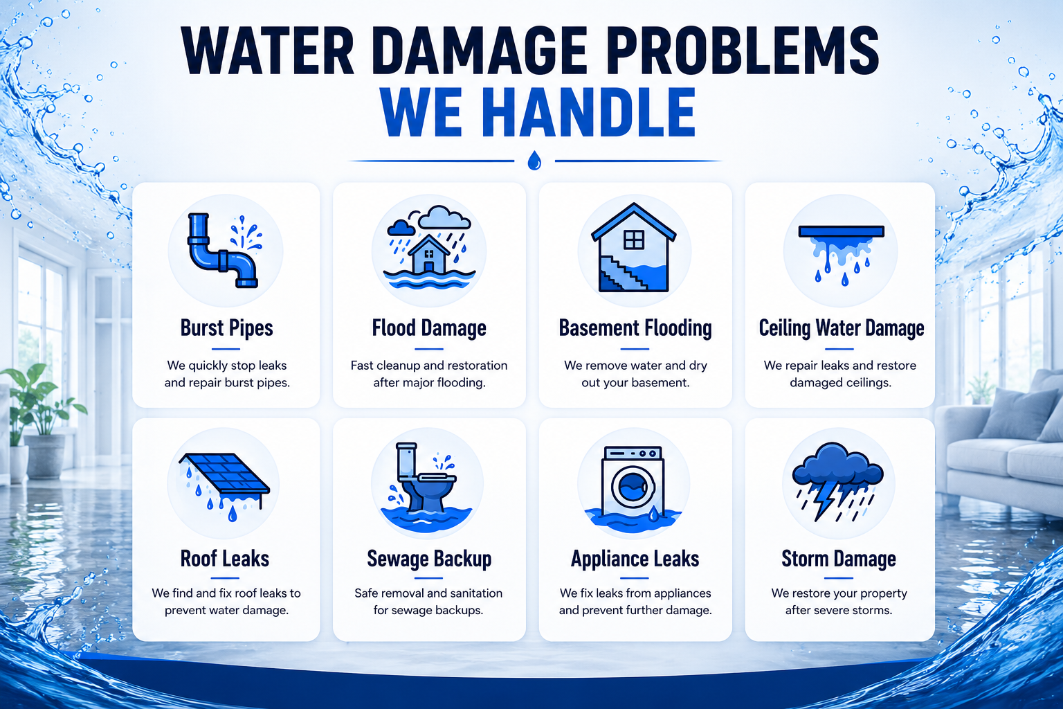 Water Damage problems we handle